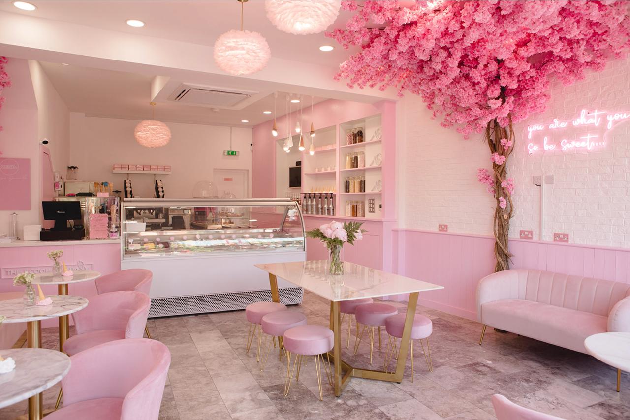 Pink gelato cone